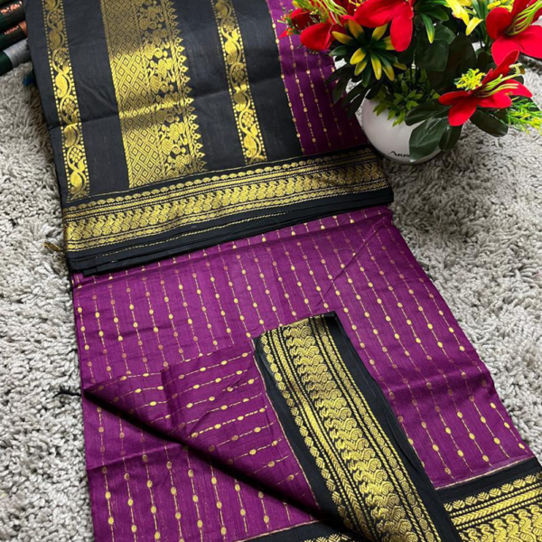 Black and Purple Vaira OOSI-Kalyani Cotton