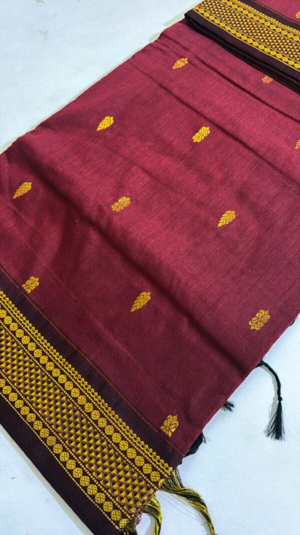 Kalyani cotton Red saree - Image 3