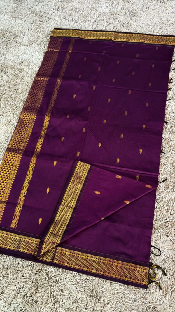 Kalyani Cotton Purple Saree - Image 3
