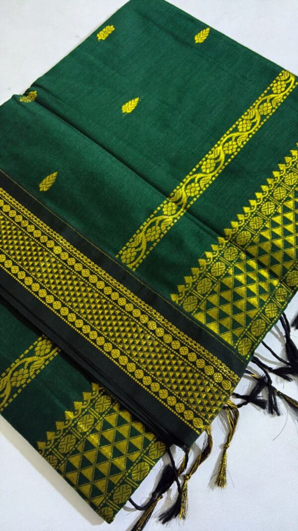 Kalyani cotton Green saree - Image 3
