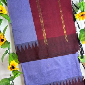 Lavender & Maroon Raga Kalyani Cotton Saree