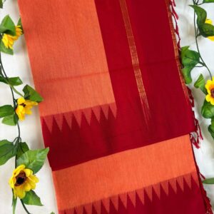 Burnt Orange Body & Red Border Raga Kalyani Cotton Saree