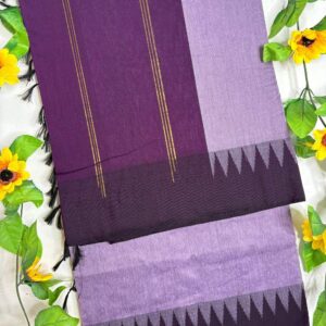 Lavender Body & Deep Purple Border Raga Kalyani Cotton Saree
