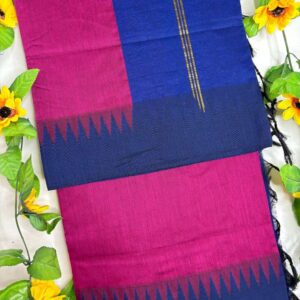 Berry Magenta Body & Royal Blue Border Raga Kalyani Cotton Saree