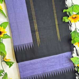 purple saree with black korvai temple border