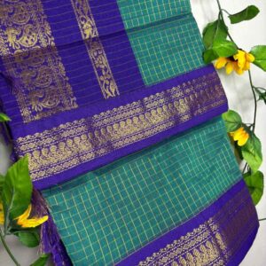 Green checks kalyani cotton saree