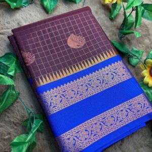 dark-maroon-saree-with-blue-border-