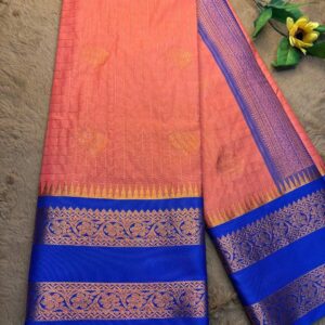 orange saree with blue border