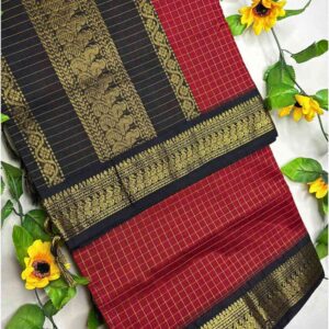 red-saree-with-black-border&gold-zari-2