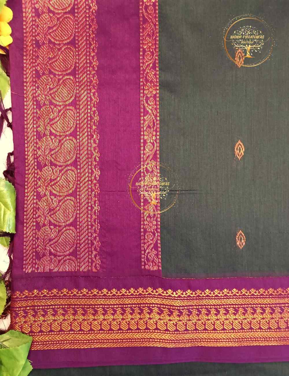 Gauri-Teal Green Kalyani Cotton Saree - Image 3