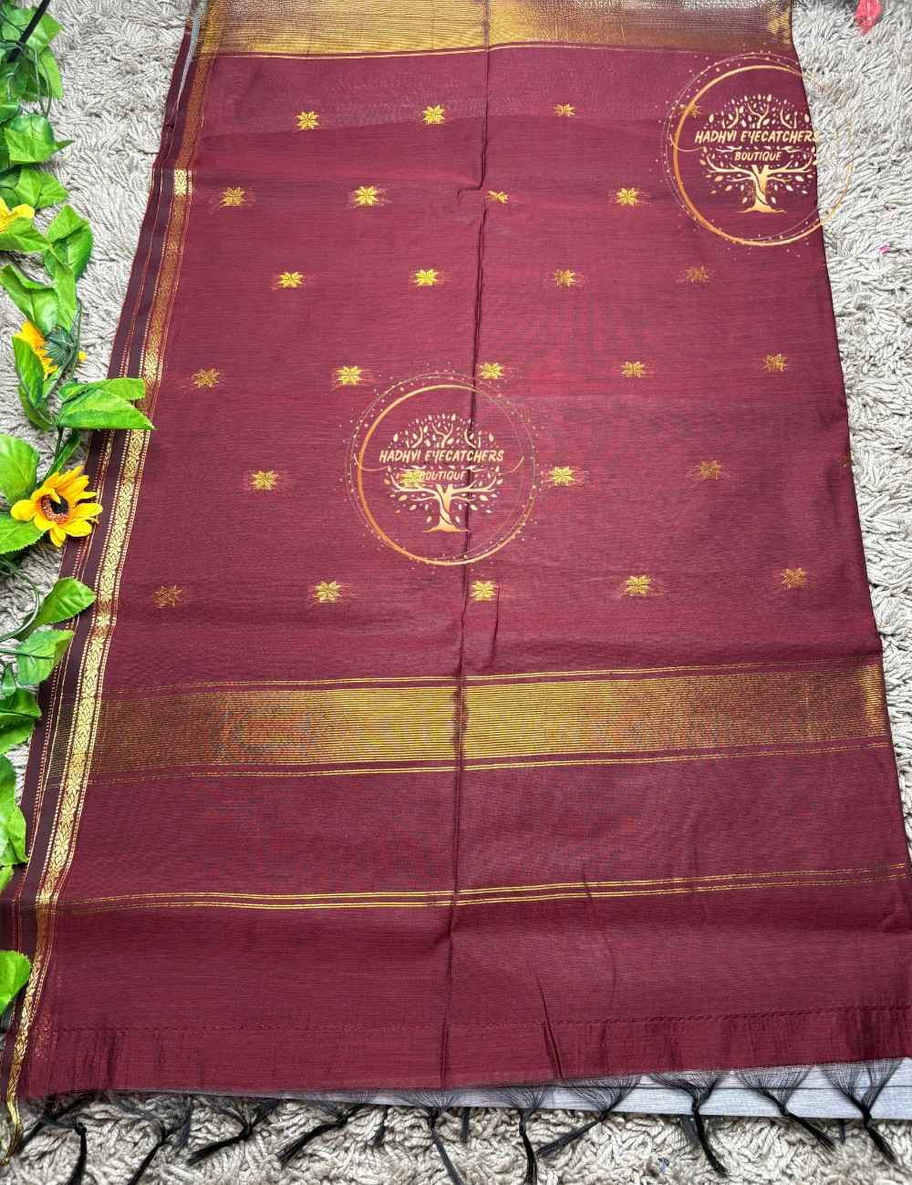 Ezhili-Cream Semi Maheswari Silk Cotton Saree - Image 4