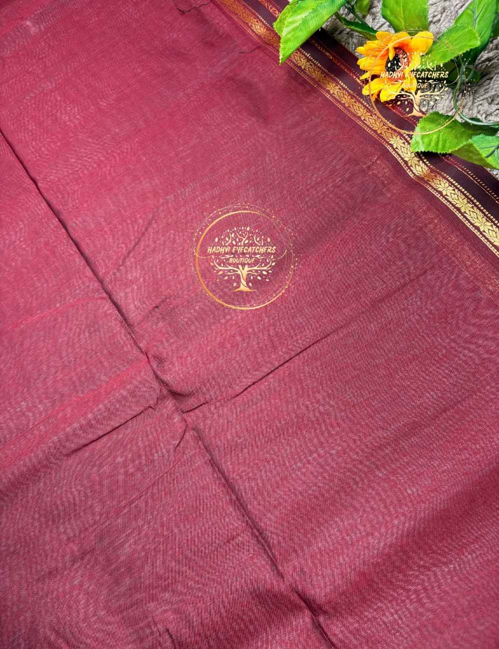Ezhili-Cream Semi Maheswari Silk Cotton Saree - Image 5