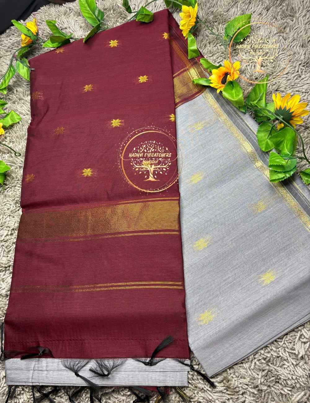 Ezhili-Cream Semi Maheswari Silk Cotton Saree