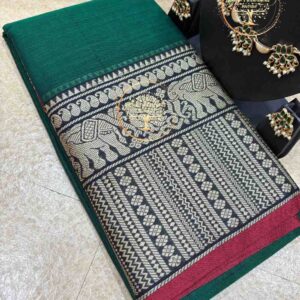 Hasini-Bottle Green Narayanpet Cotton Saree