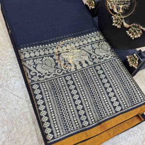 Amudhini-Midnight Navy Narayanpet Cotton Saree