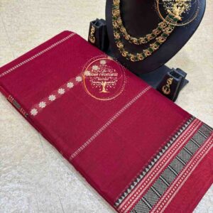 Vaniisri– Deep Maroon Narayanpet Cotton Saree