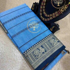 Vanika– Sky Blue Narayanpet Cotton Saree