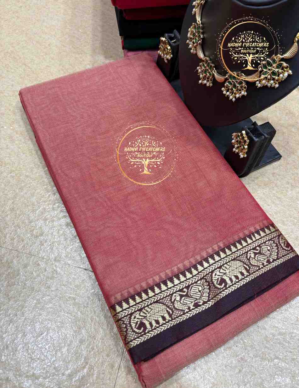 Nagavalli-Muted Brick Rose Narayanpet cotton saree