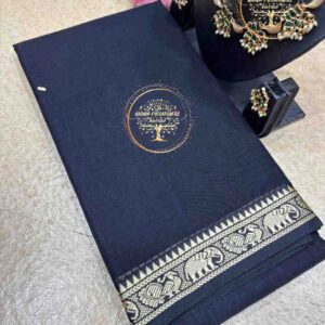 Inaya-Classic Navy Blue Narayanpet cotton saree