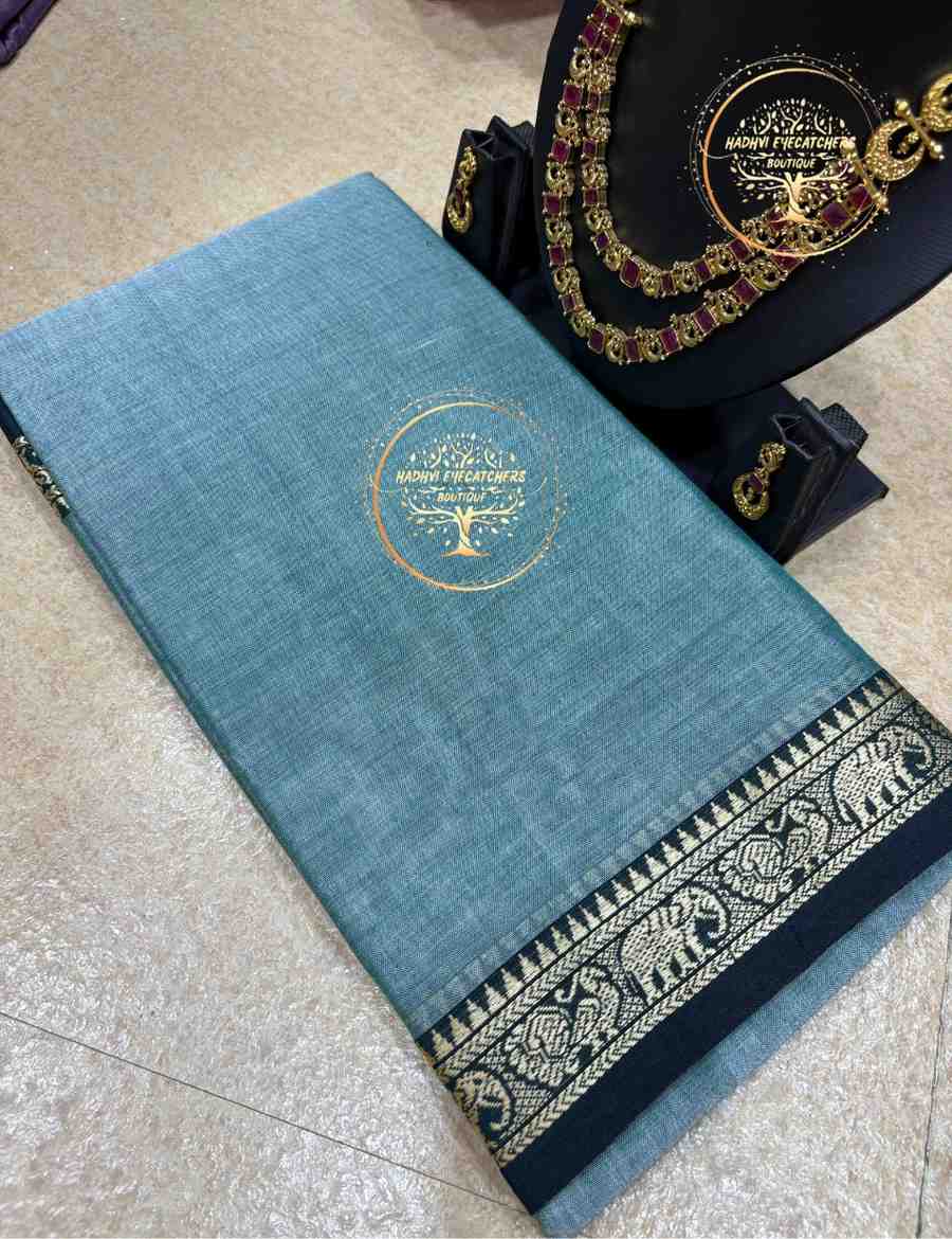 Feroza-Slate Grey Narayanpet Cotton Saree