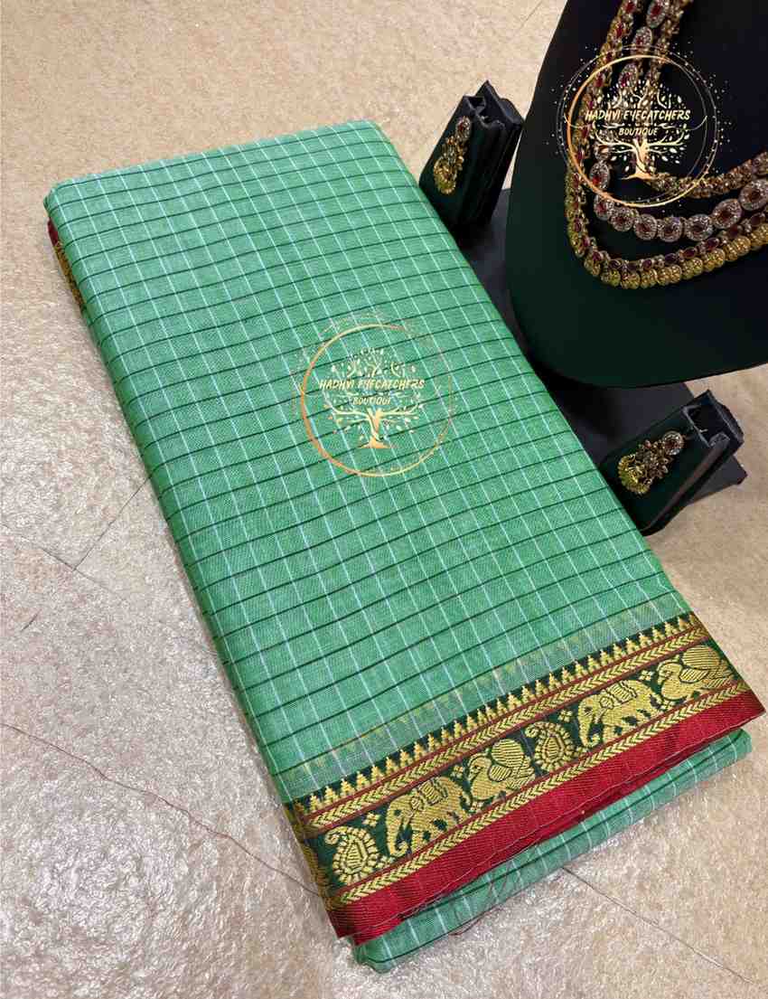 Hamsini-Sea Green Narayanpet Cotton Saree