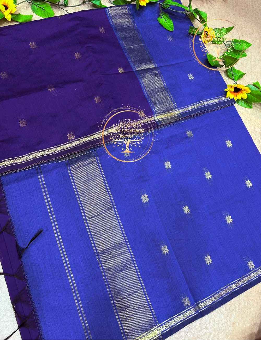 NagaJothi-Violet Semi Maheswari Silk Cotton Saree - Image 2