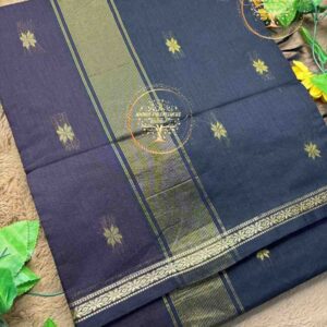Vijayasri-Black Semi Maheswari Silk Cotton Saree