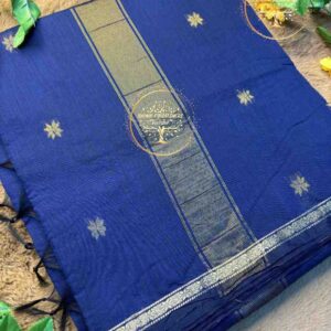 Dhanlaxmi-Royal Blue Semi Maheswari Silk Cotton Saree