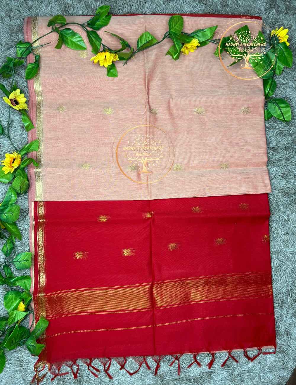 Haruni-Cream Semi Maheswari Silk Cotton Saree - Image 2