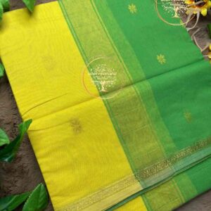 Jyotsna -Lemon Yellow Semi Maheswari Silk Cotton Saree
