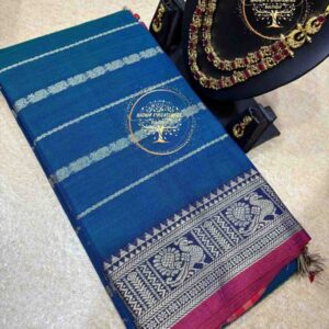 Lalya-Teal Blue Narayanpet Cotton Saree