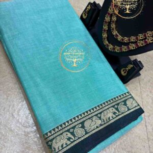 Dharshu-Aqua Blue Narayanpet cotton saree
