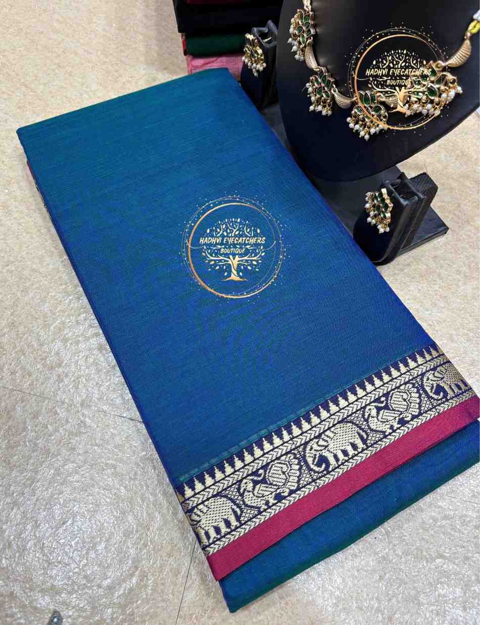 Eshika-Peacock Blue Narayanpet Cotton Saree