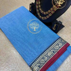Geetika-Narayanpet Cotton Saree in Sky Blue