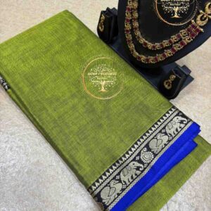 Hridhaya-Narayanpet Cotton Saree in Parrot Green