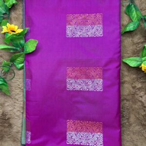 Pink Raga Soft Silk Saree with Blue Pallu and Dual-Tone Zari