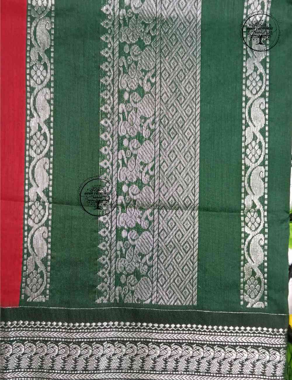 Pavina-Deep Red Kalyani Cotton Saree - Image 3