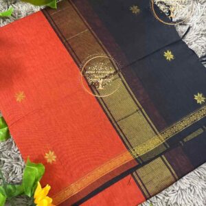 Basanti-Orange Semi Maheswari Silk Cotton Saree