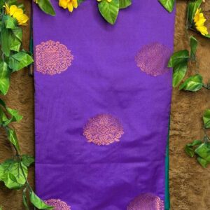 Purple Raga Soft Silk Saree with Peacock Blue Pallu and Golden Motifs
