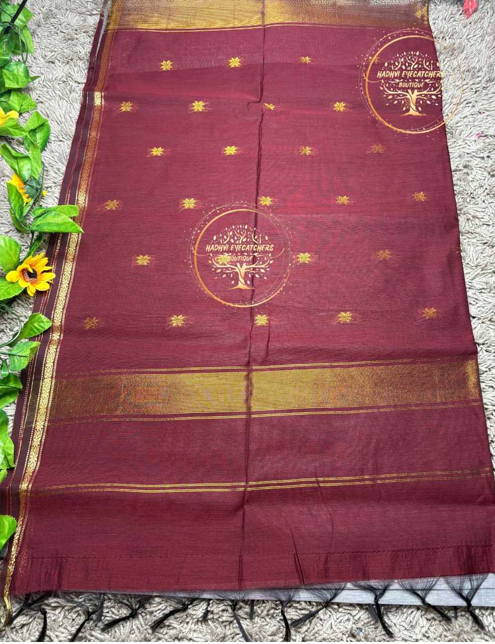 Bavanasri-Violet Semi Maheswari Silk Cotton Saree - Image 3