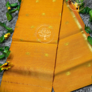 Sanjana-Golden Yellow Semi Maheswari Silk Cotton Saree