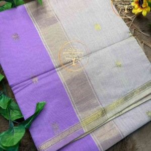 Rukmini-Lilac Semi Maheswari Silk Cotton Saree