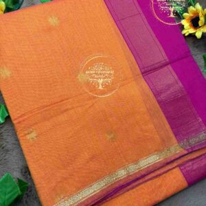 Vrishti-Orange Semi Maheswari Silk Cotton Saree