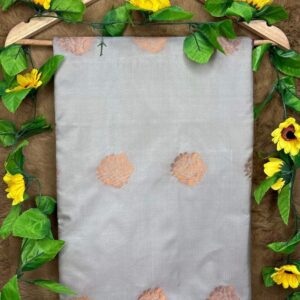 Light Grey and Violet Raga Soft Silk Saree with Copper Motifs