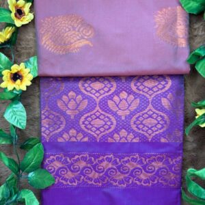 Copper and Violet Double-Toned Raga Soft Silk Saree