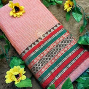 Yara-Narayanpet Pink Stripes Pure Cotton Handloom Saree