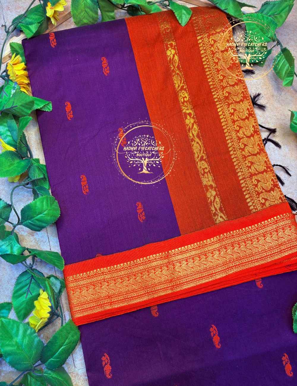 Indhira -Royal Purple Kalyani Cotton Saree