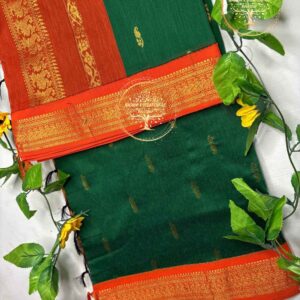 Hanisha-Bottle Green Kalyani Cotton Saree