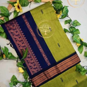 Latika-Olive Fern Kalyani Cotton Saree