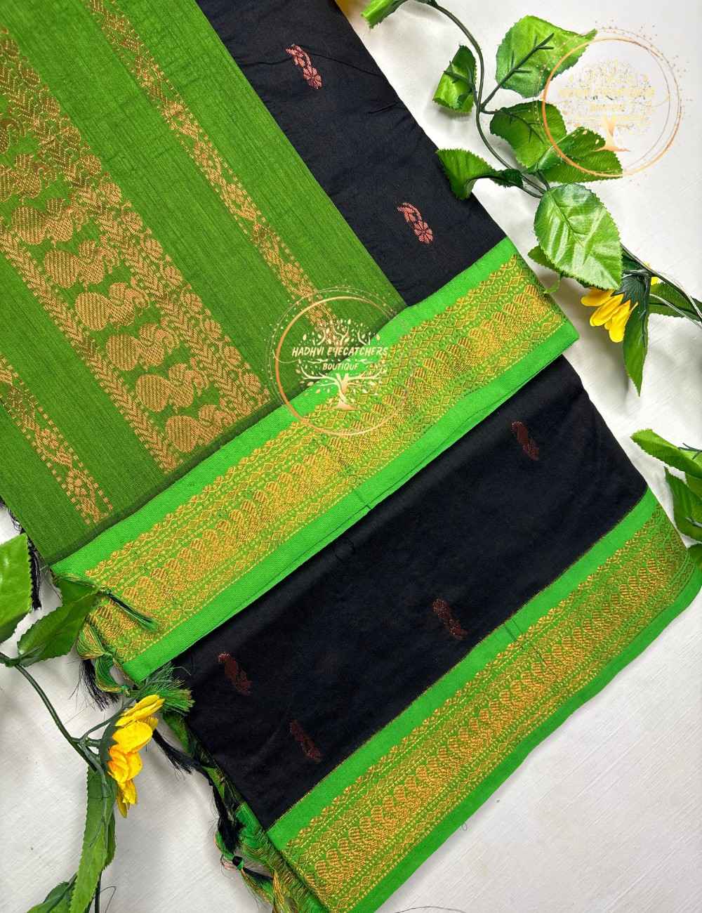 Pallavi-Classic Black Kalyani Cotton Saree